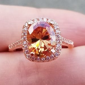 Rose gold morganite gemstone ring size 8